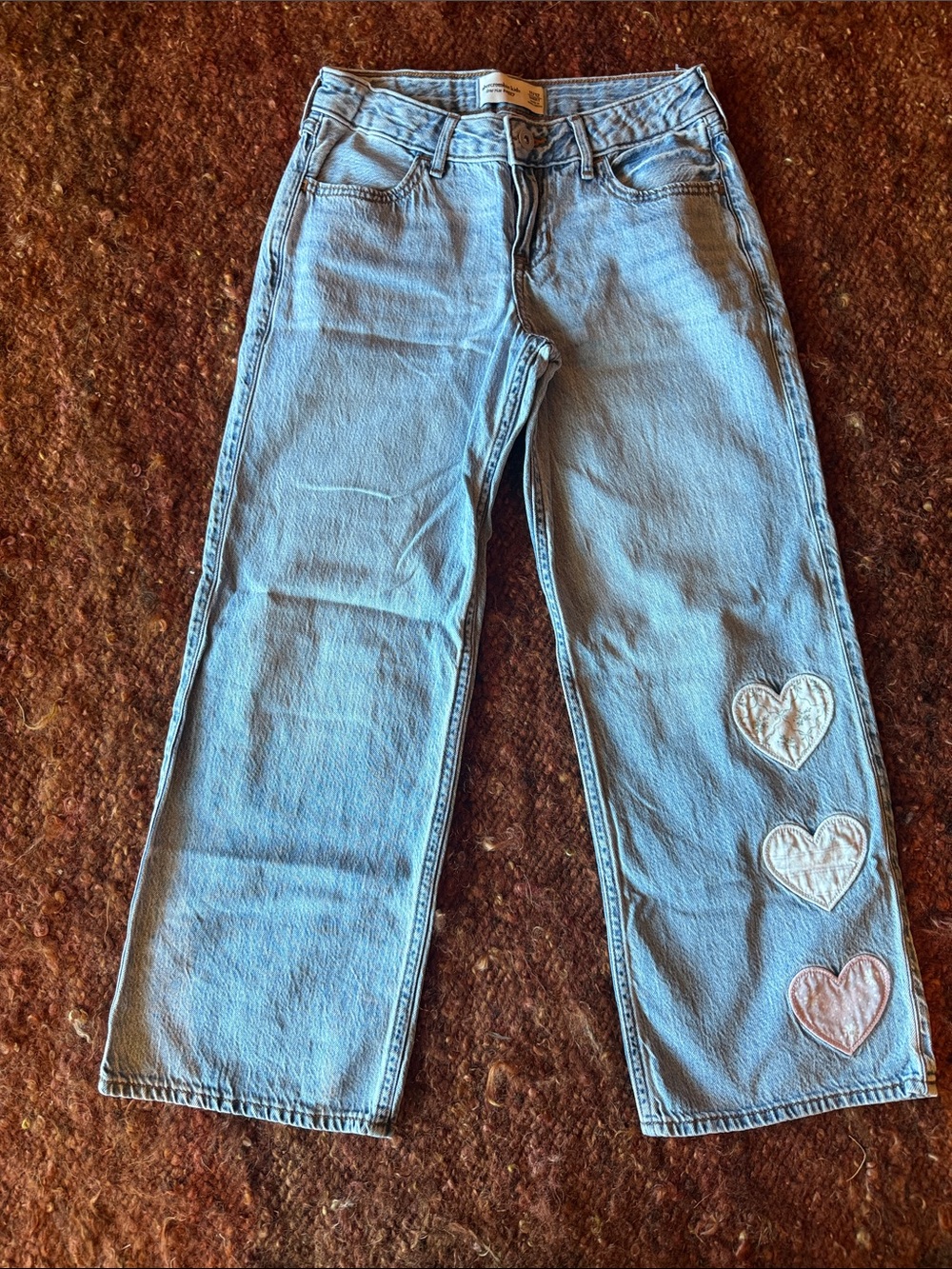 abercrombie kids Light Blue Jeans with Heart Patches